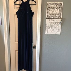 Navy formal halter dress